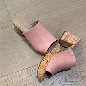 Platform sandals dark pink cork platform very becoming   Worn once